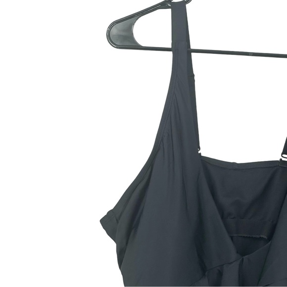 Kona Sol Women's Shoulder Ruffle Medium Coverage One Piece Swimsuit Black 22W - Picture 3 of 10